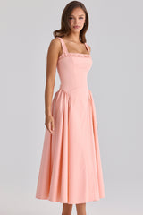 Peach Cotton Midi Sundress