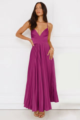 Exclusive Invite Satin Maxi Dress Plum
