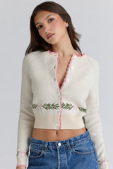 Cream Jacqard Wool Cardigan