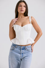 White Peplum Cotton Corset