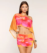 Vacation Calling Floral Mesh Poncho