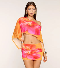Vacation Calling Floral Mesh Poncho