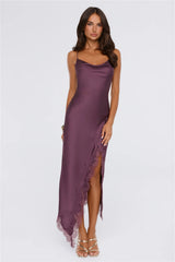 Quietly Magnetic Satin Lace Maxi Dress Mauve