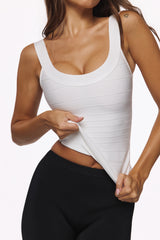 True White Scoop Neck Bandage Top