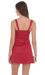 Satin Shift Dress in Red