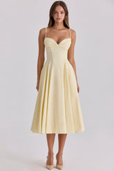 Lemon Cotton Princess Cut Midi Sundress