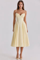 Lemon Cotton Princess Cut Midi Sundress