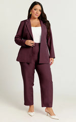 Hermie Pants - High Waisted Cropped Tailored Pants in Wine