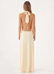 Kolisa Beaded Halter Maxi Dress - Cream
