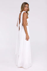 Sugar Babe Strapless Pleated Maxi Dress White