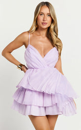 Amalie The Label - Mae Pleated Mini Dress - In Lilac