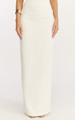 Helda Maxi Skirt - Mid Waist Back Split Skirt in Off White