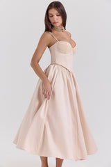 Peach Satin Corset And Skirt