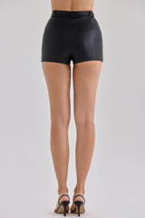 Black Vegan Leather Mini Shorts