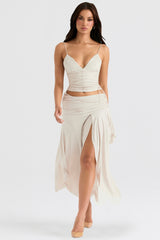 Off White Vegan Leather Corset