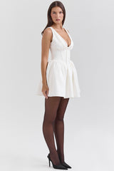Ivory Satin Mini Dress