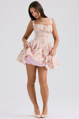 Pink Meadow Print Cotton Mini Dress