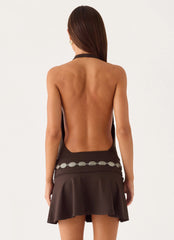 Rude Love Belt Mini Dress - Chocolate