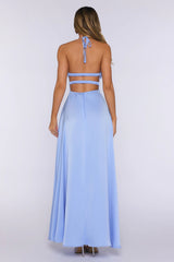 New Romance Halter Maxi Dress Light Blue