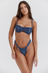 Deep Blue Ruched Bikini Top