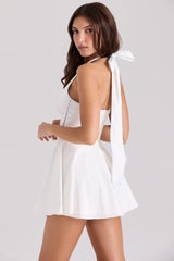 White Cotton Halter Neck Playsuit