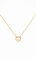 Britt Clover Pendant Necklace in Gold/White
