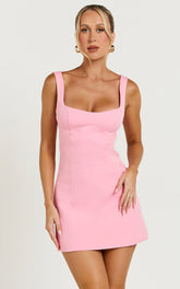 Aretha Mini Dress - Panel Dress in Pink