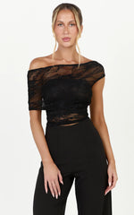 Thalassa Top - Cap Sleeve Off Shoulder Top in Black