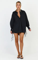 Kalpena Shirt - Ruched Side Oversized Shirt in Black