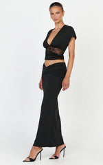 Sienne Top - Twist Overlay Lace Panel Top in Black