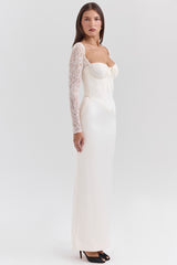 Vintage Ivory Satin Maxi Dress