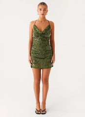 Seona Beaded Dress - Khaki