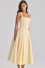 Lemon Cotton Midi Sundress