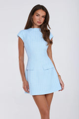 Good Outfit Day Tweed Mini Dress Blue