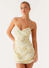 Vietta Sequin Cami Micro Mini Dress - Yellow