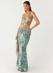 Rebel Beaded Maxi Dress - Aqua Blur