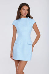 Good Outfit Day Tweed Mini Dress Blue