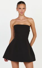 Dani Mini Dress - Strapless Square Neck Tulip Skirt Dress in Black