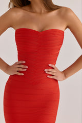 Saffron Strapless V Waist Bandage Maxi Dress