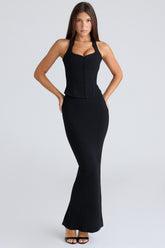 Black Panelled Bodycon Skirt