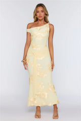 Future Icon Off Shoulder Mesh Maxi Dress Yellow