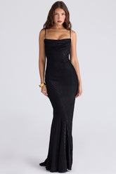 Black Devoré Satin Maxi Gown - Limited Edition