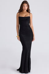 Black Devoré Satin Maxi Gown - Limited Edition