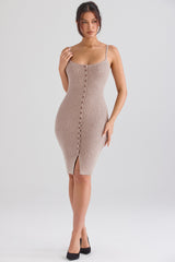 Beige Cashmere Knit Midi Dress
