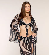 Wild Side Zebra Print Tie-Front Top