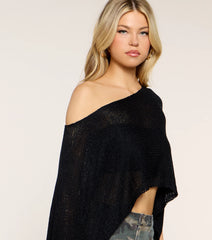 Sheer Shimmer Off-The-Shoulder Poncho