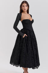 Black Lace Corset, Skirt And Bolero
