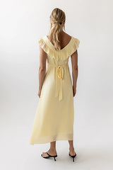 Lydia Ruffle Maxi Dress in Yellow