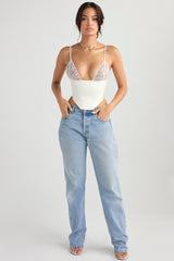 Ivory Satin And Lace Corset