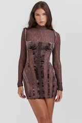 Brown Velvet & Lace Corset Dress